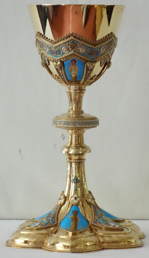 Ref 7154. Antique French Gothic Chalice & Paten.